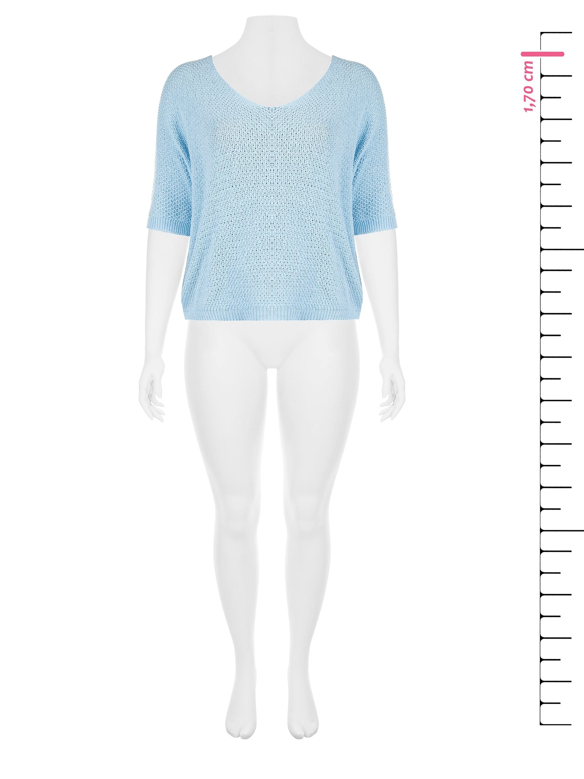 Rinascimento Curvy Wide Cotton Blend Honeycomb V-neck Sweater