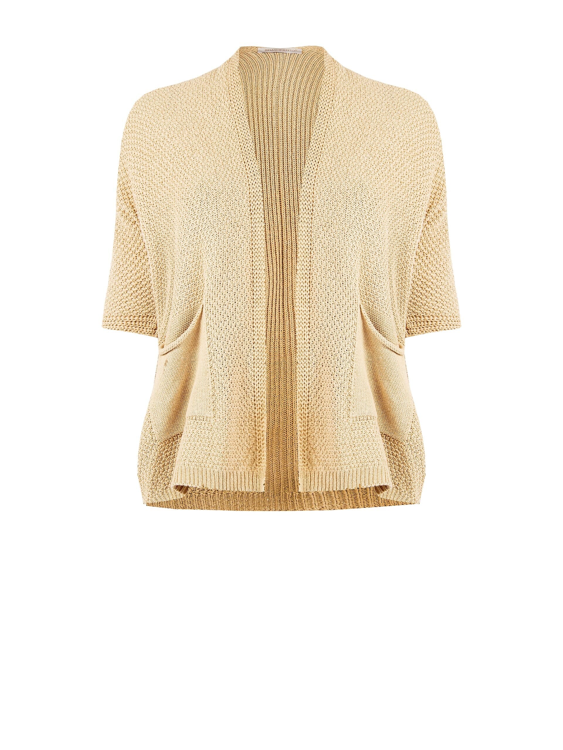 Rinascimento Curvy Open Cardigan In Cotton Blend Woven And Perforated Knit With Pockets