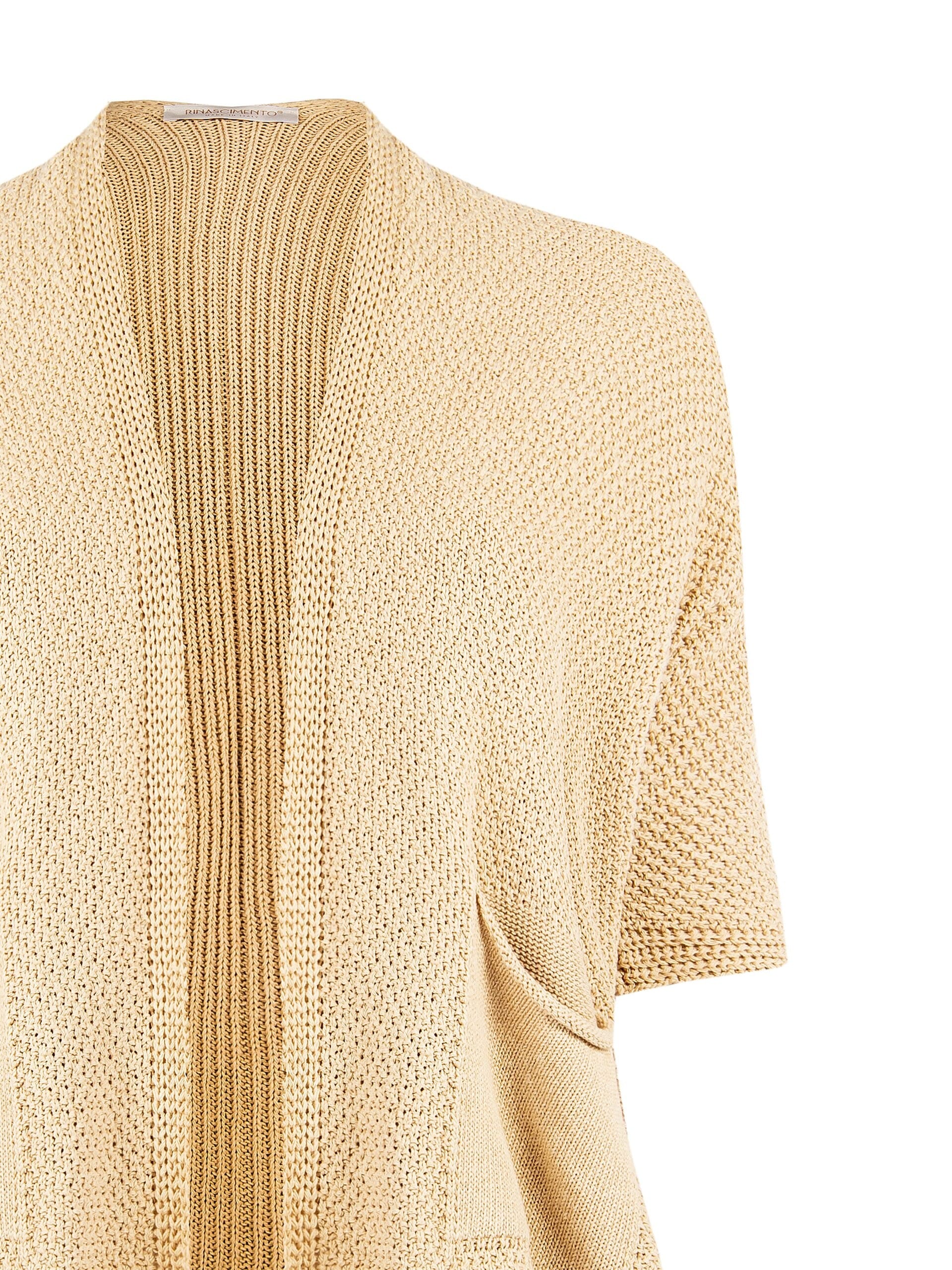 Rinascimento Curvy Open Cardigan In Cotton Blend Woven And Perforated Knit With Pockets