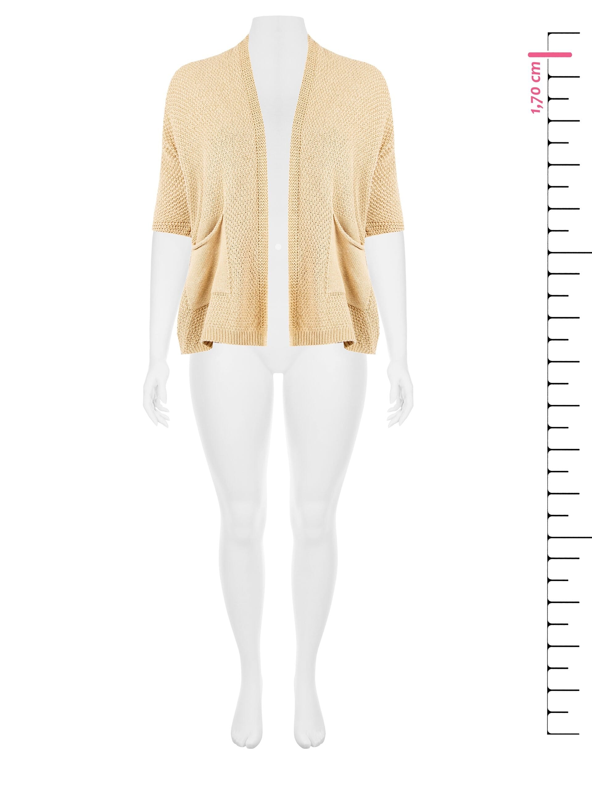 Rinascimento Curvy Open Cardigan In Cotton Blend Woven And Perforated Knit With Pockets