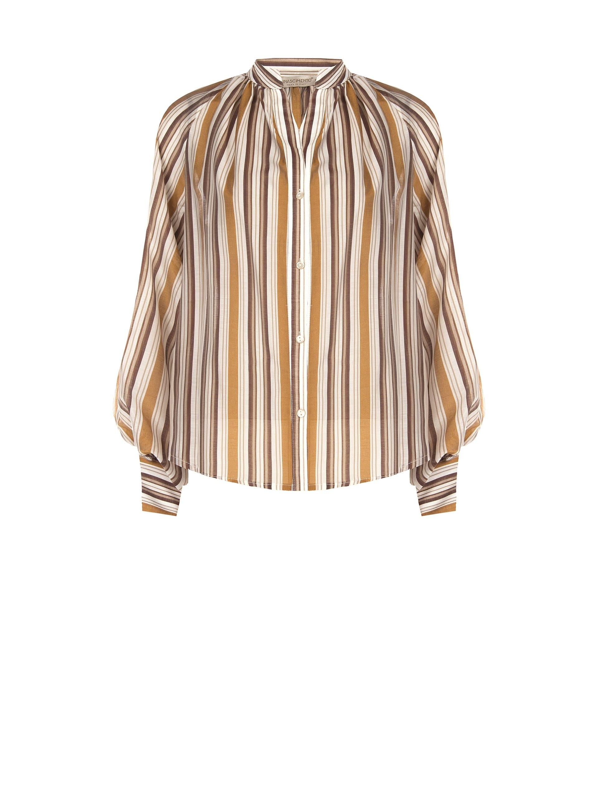Ultralight Lyocell Striped Shirt With Balloon Sleeves Rinascimento
