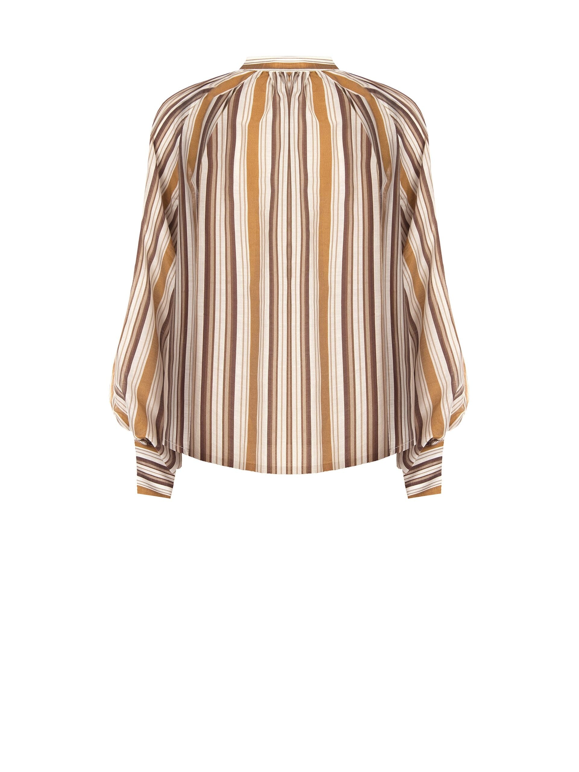 Ultralight Lyocell Striped Shirt With Balloon Sleeves Rinascimento