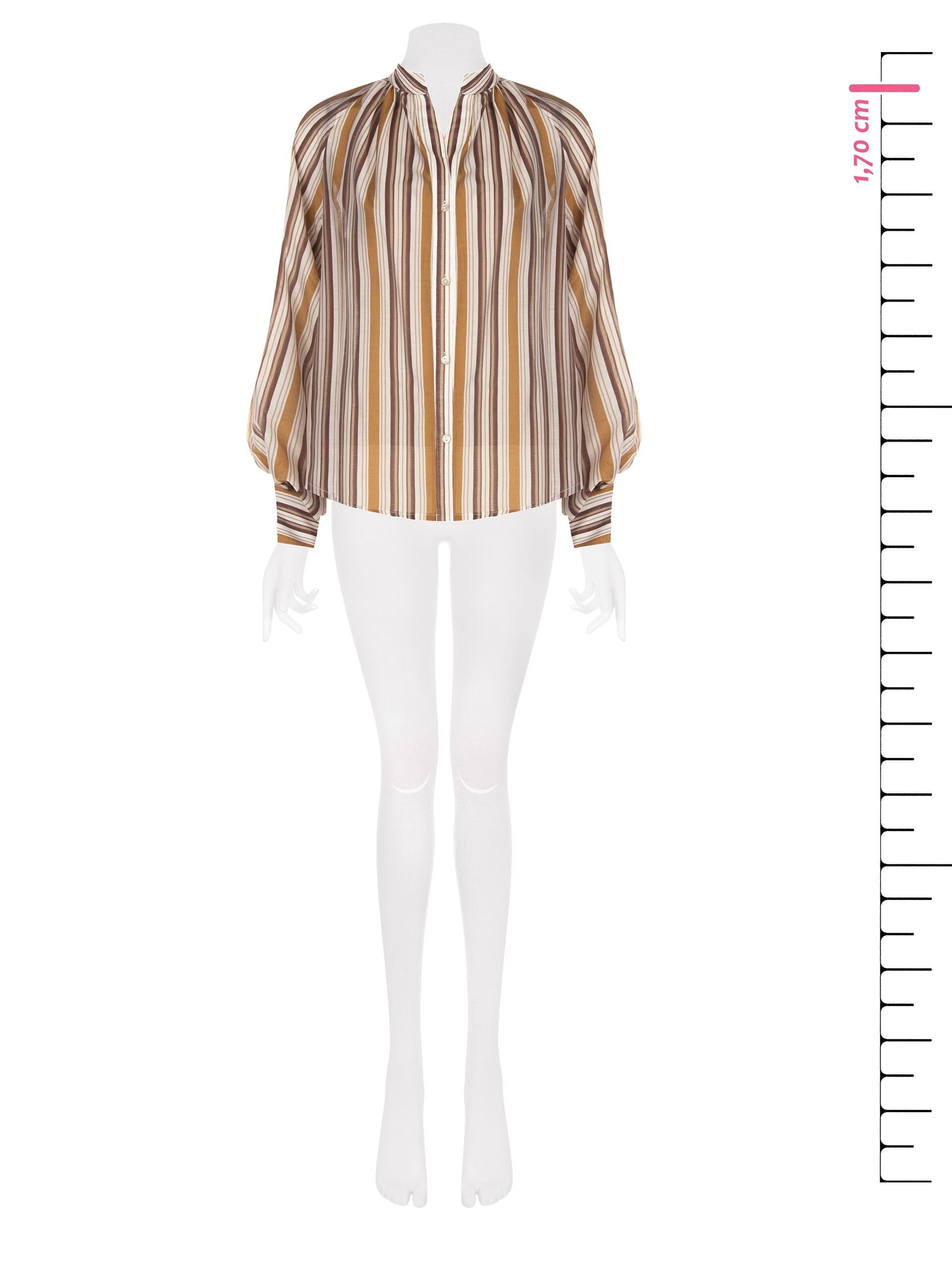 Ultralight Lyocell Striped Shirt With Balloon Sleeves Rinascimento
