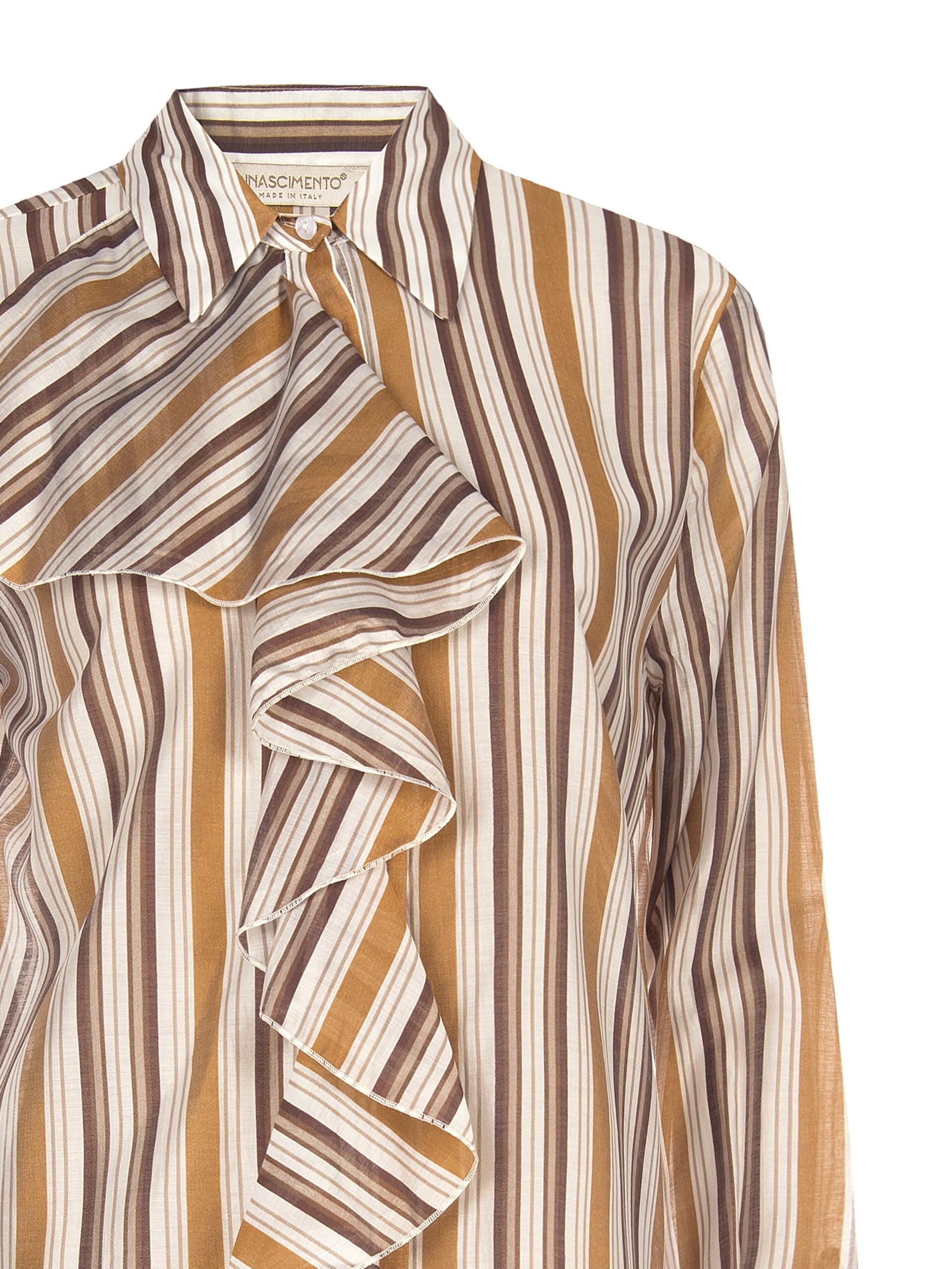 Ultralight Lyocell Striped Shirt With Maxi Ruffles Rinascimento