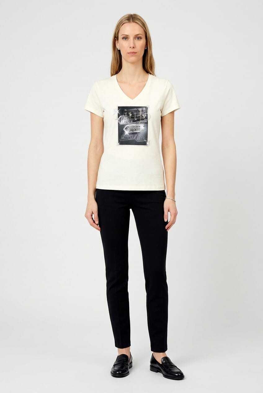 T-Shirt Con Stampa E Strass Liu Jo