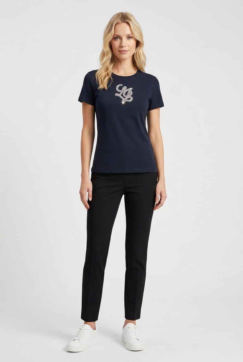T-Shirt With Liu Jo Logo Letters With Precious Stones