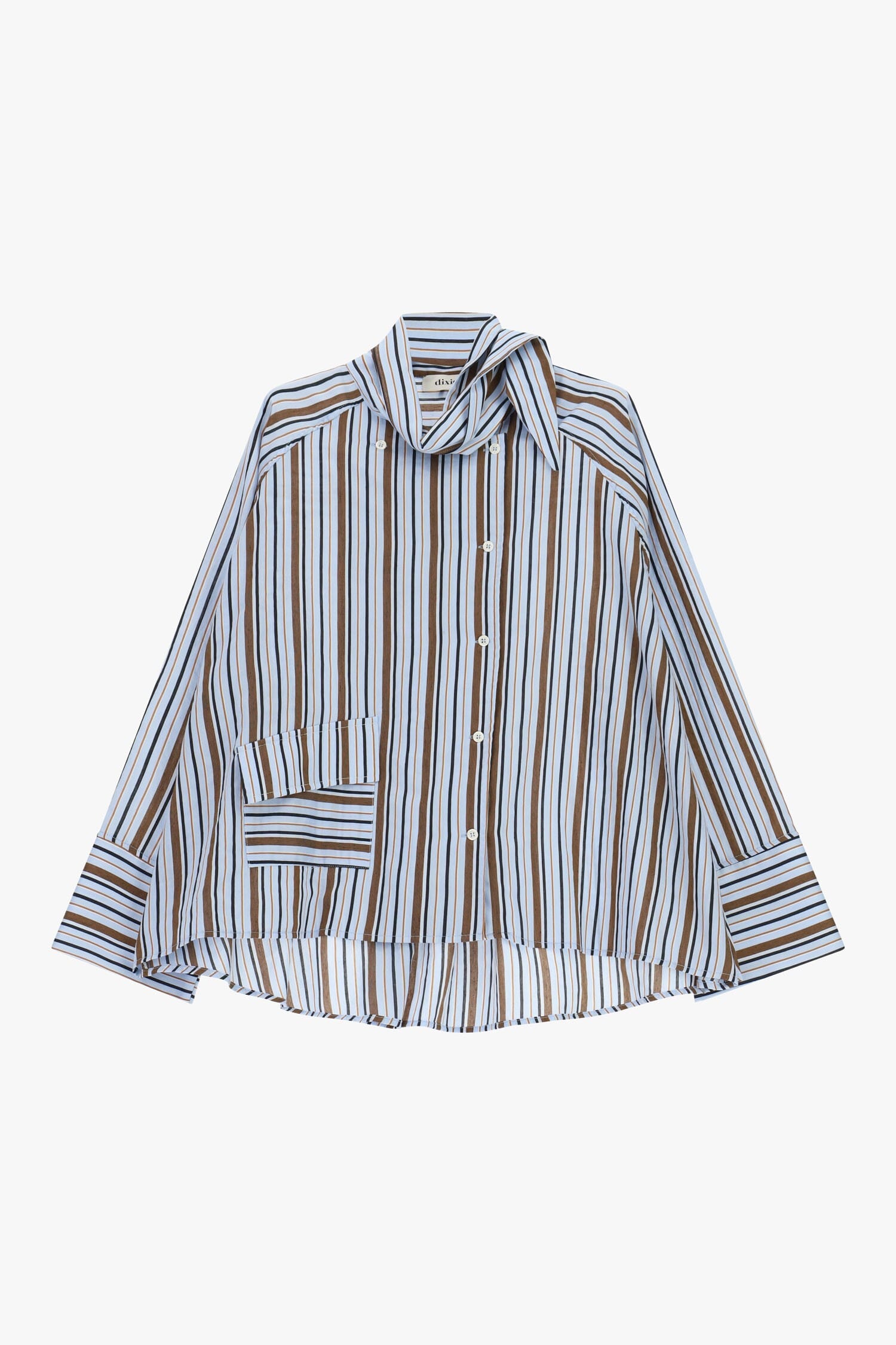 Striped Shirt With Classic Collar And Dixie Pocket