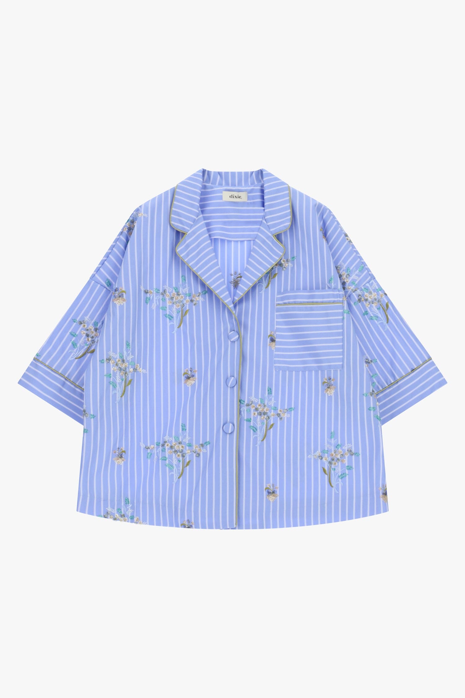 Striped Shirt With Pocket And Floral Print Dixie