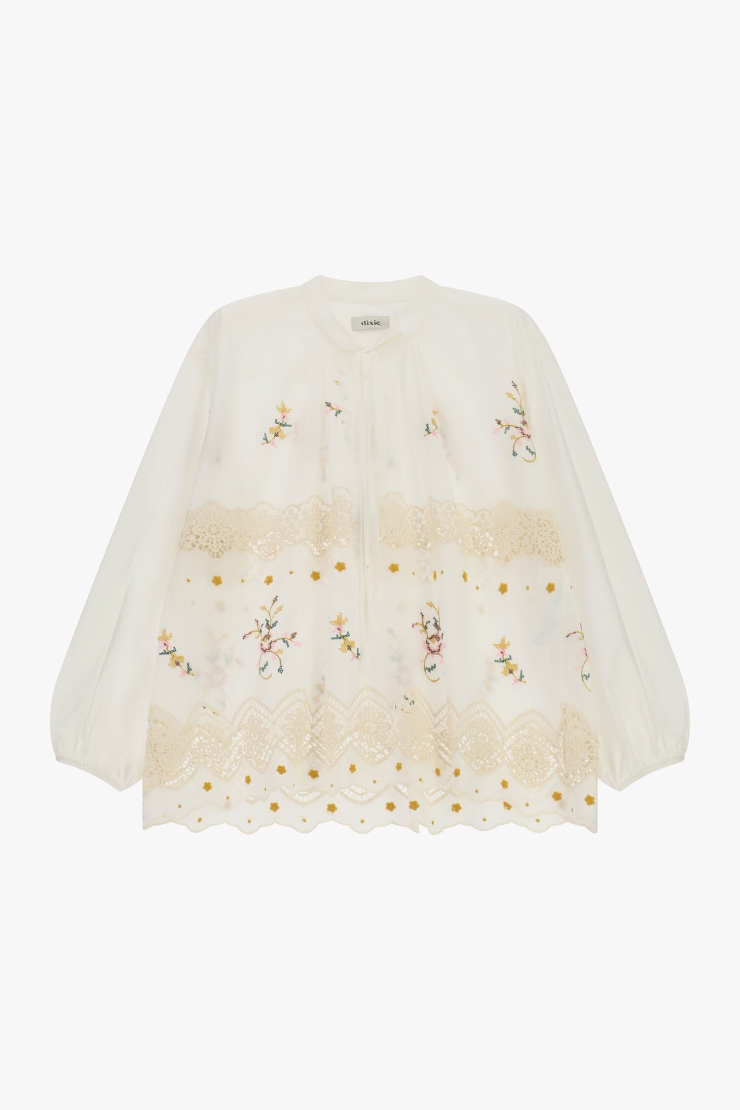 Blouse Wide Floral Embroidery Lace Inserts Dixie