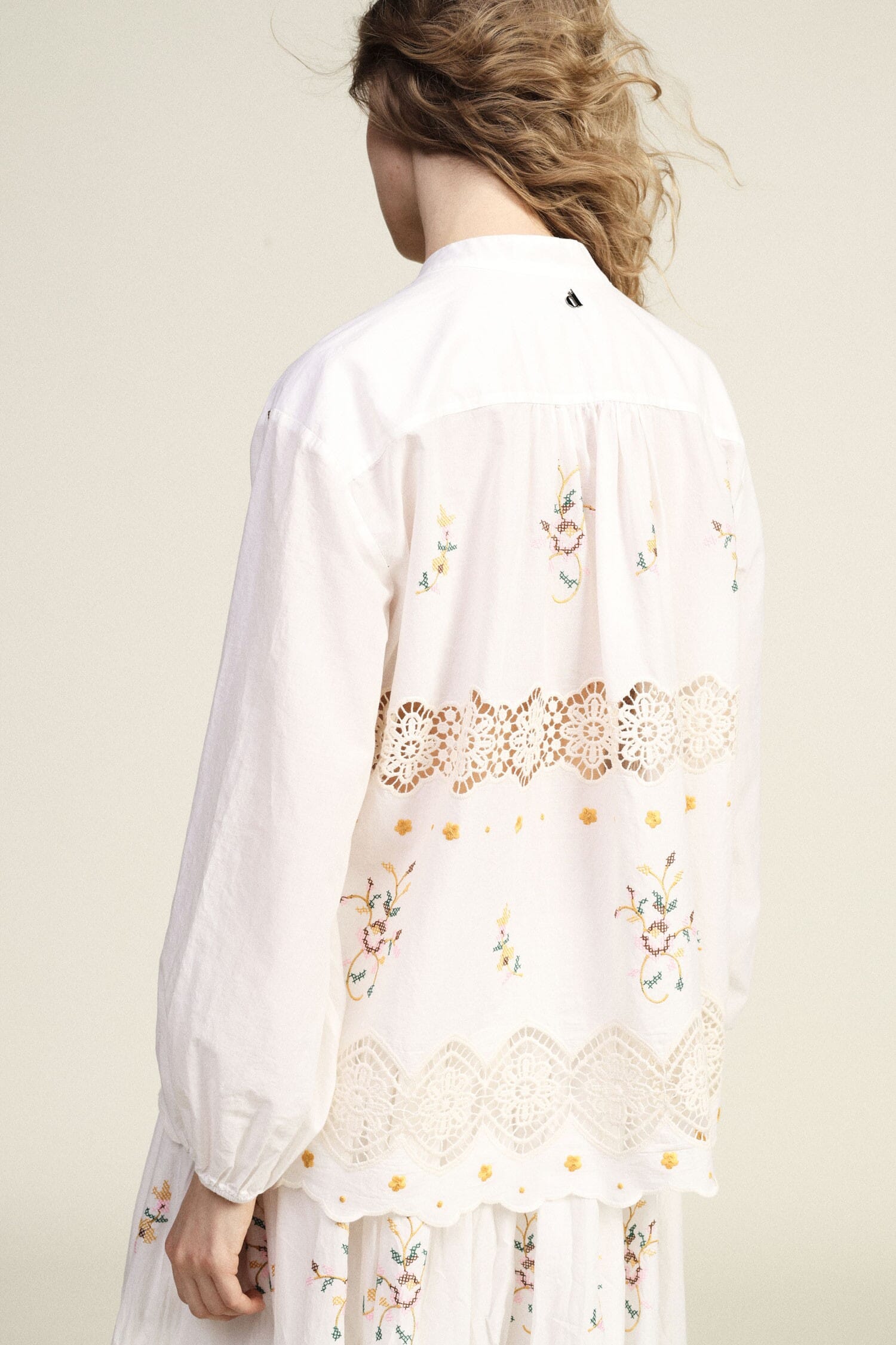 Blouse Wide Floral Embroidery Lace Inserts Dixie