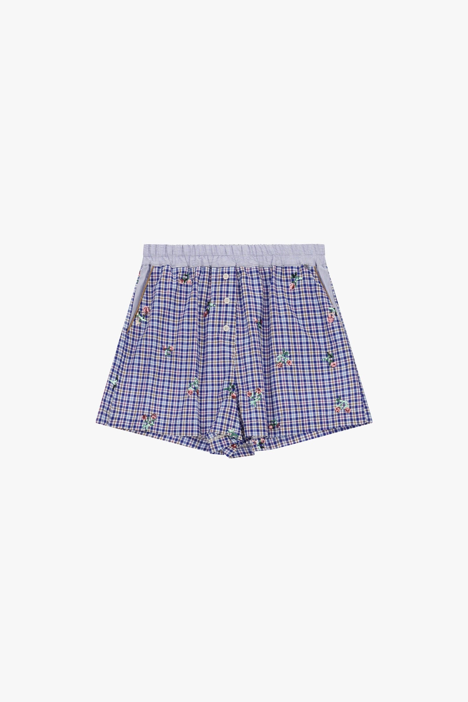 Regular-Fit Shorts with Buttons and Dixie Embroidery Pattern