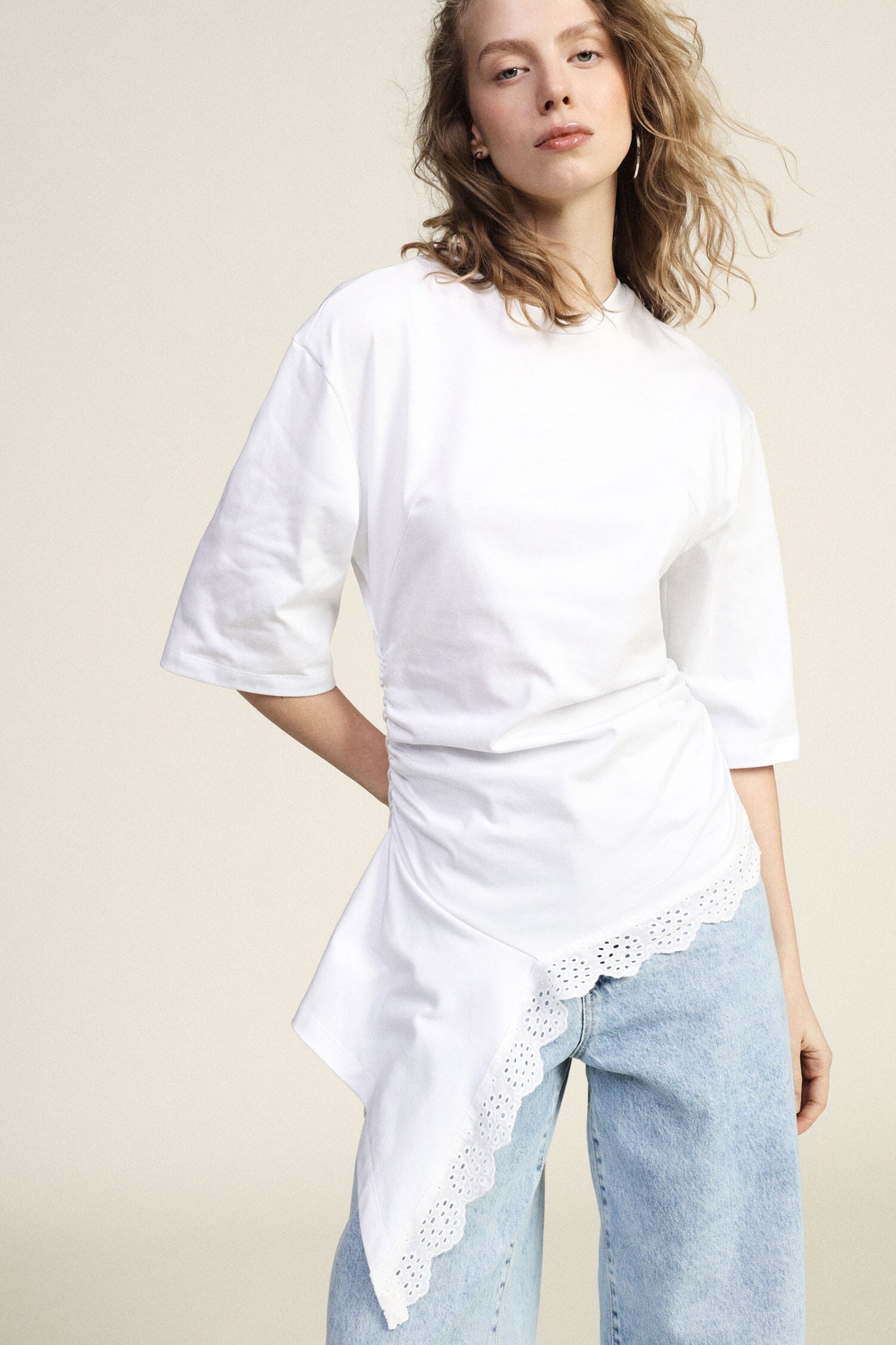 Asymmetrical Top with Dixie Elbow Sleeves