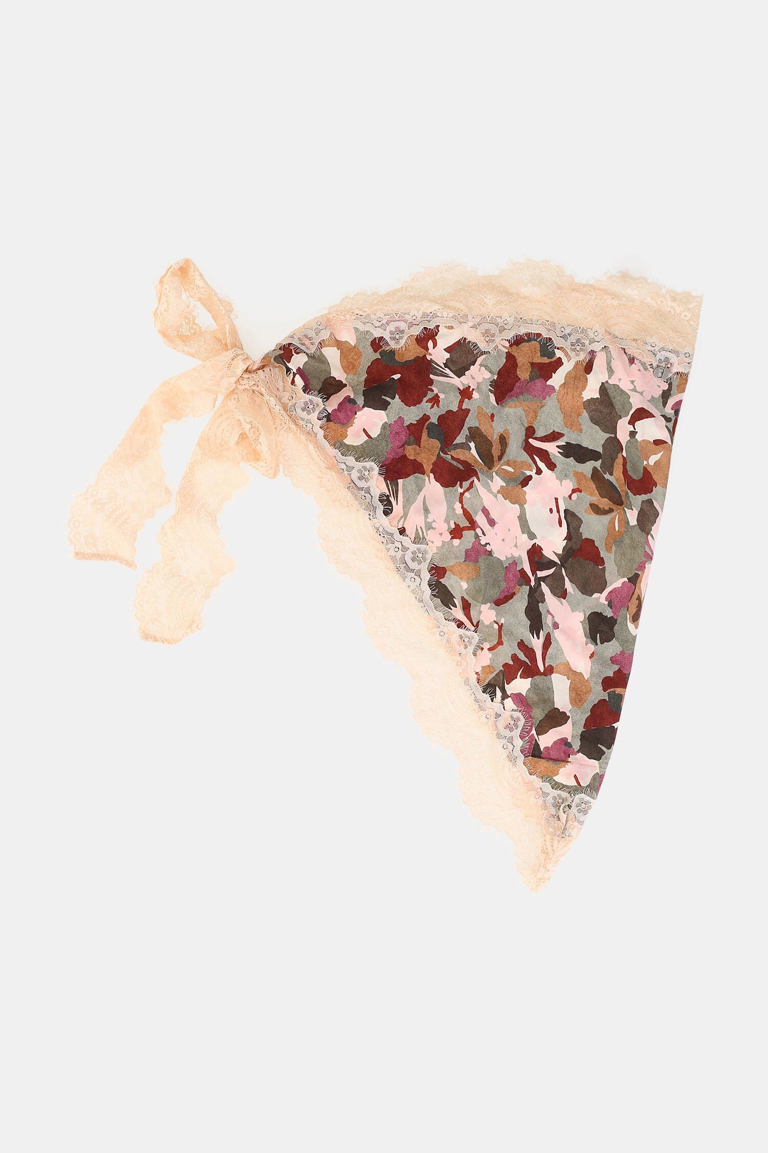 Foulard Triangolare Con Stampa Floreale E Bordo In Pizzo Dixie
