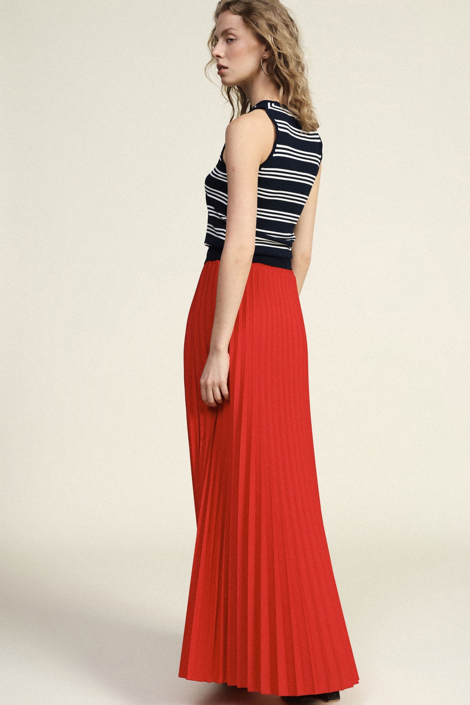 Gonna Plissettata Midi Con Elastico In Vita Dixie