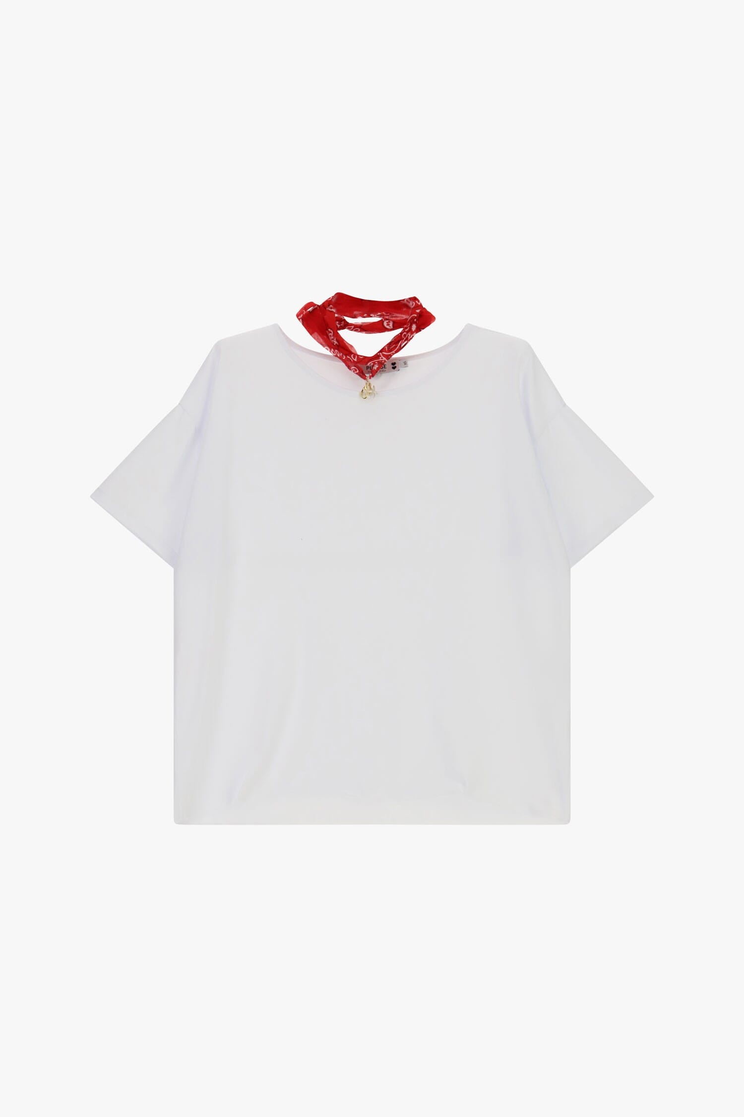 Short-Sleeved T-Shirt With Decorative Scarf Please