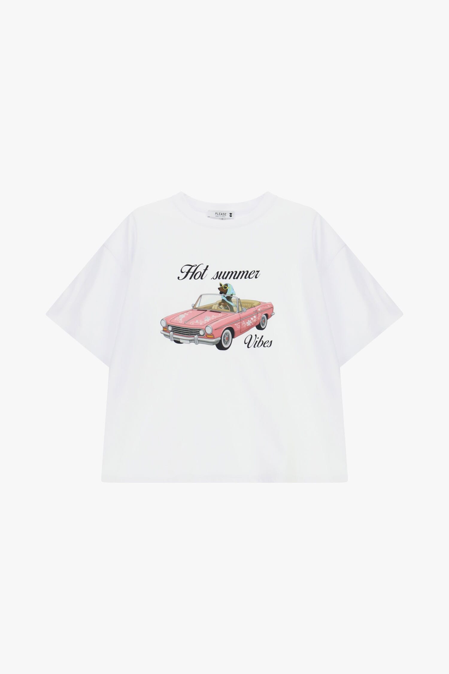 T-Shirt Large Car Print And Front Lettering Please