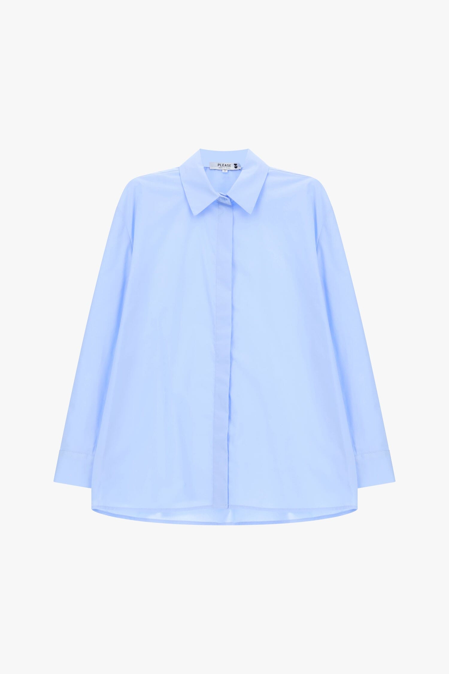 Shirt With Classic Collar And Loose Sleeves Please