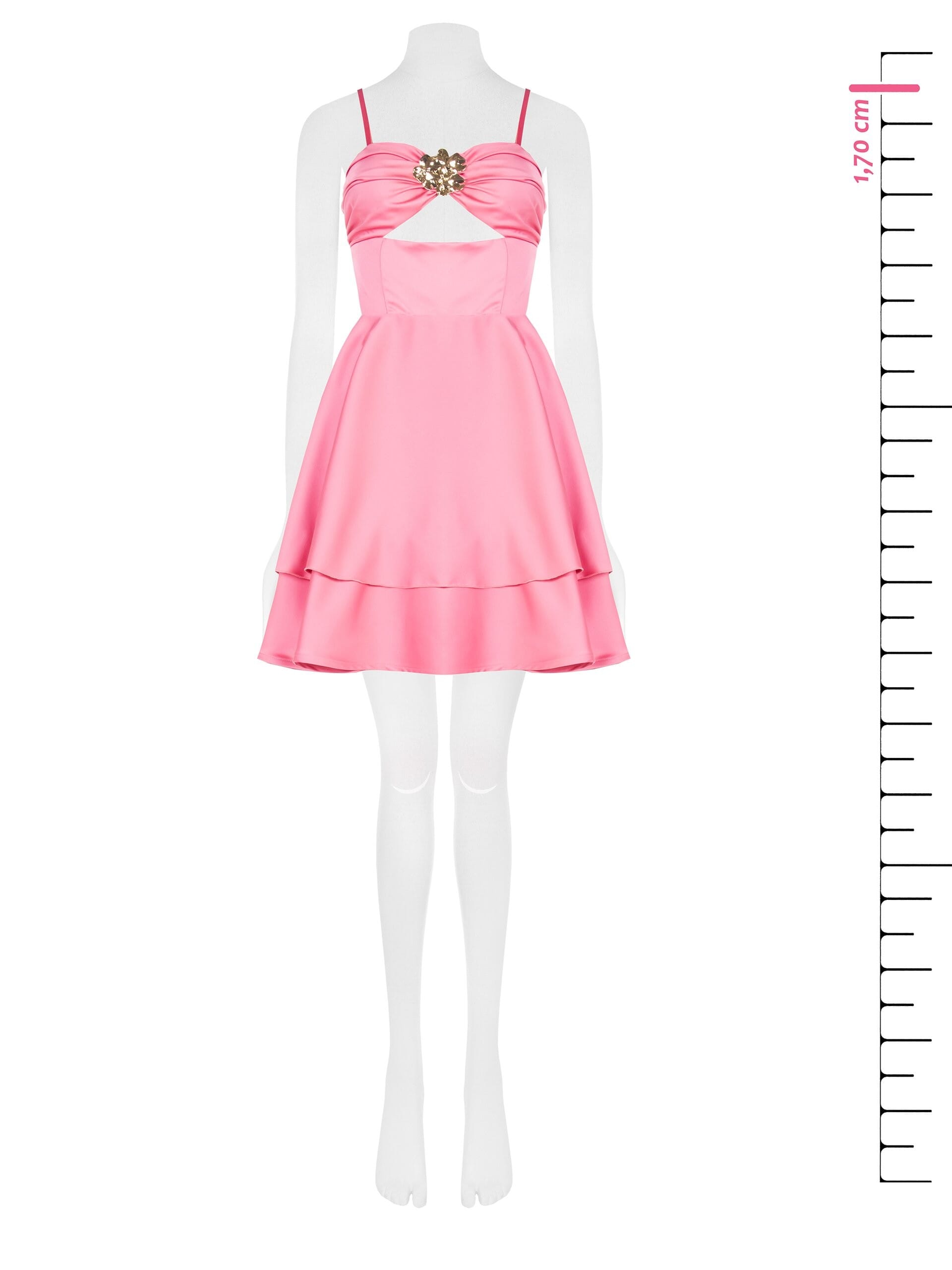 Rinascimento Cut-Out And Flower Jewelled Heavy Satin Short Dress