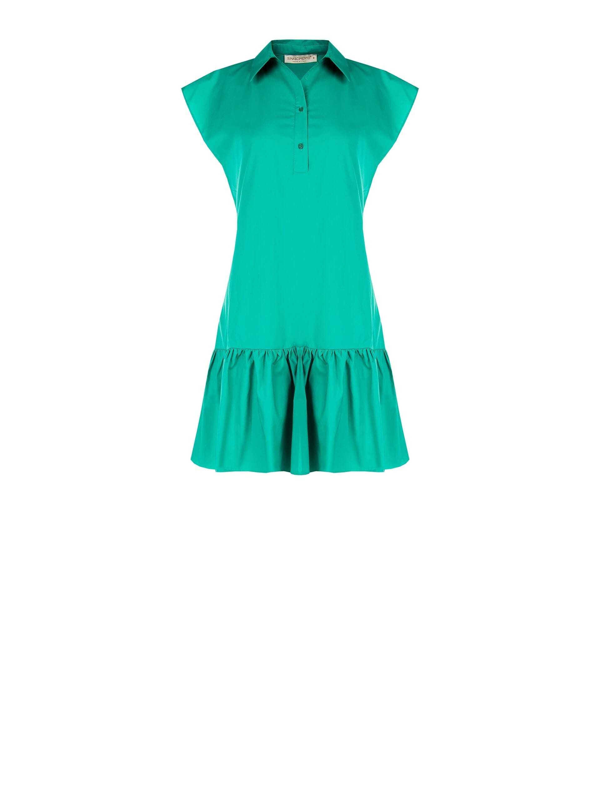 Abito Corto Chemisier A Trapezio Con Balza In Cotone Rinascimento