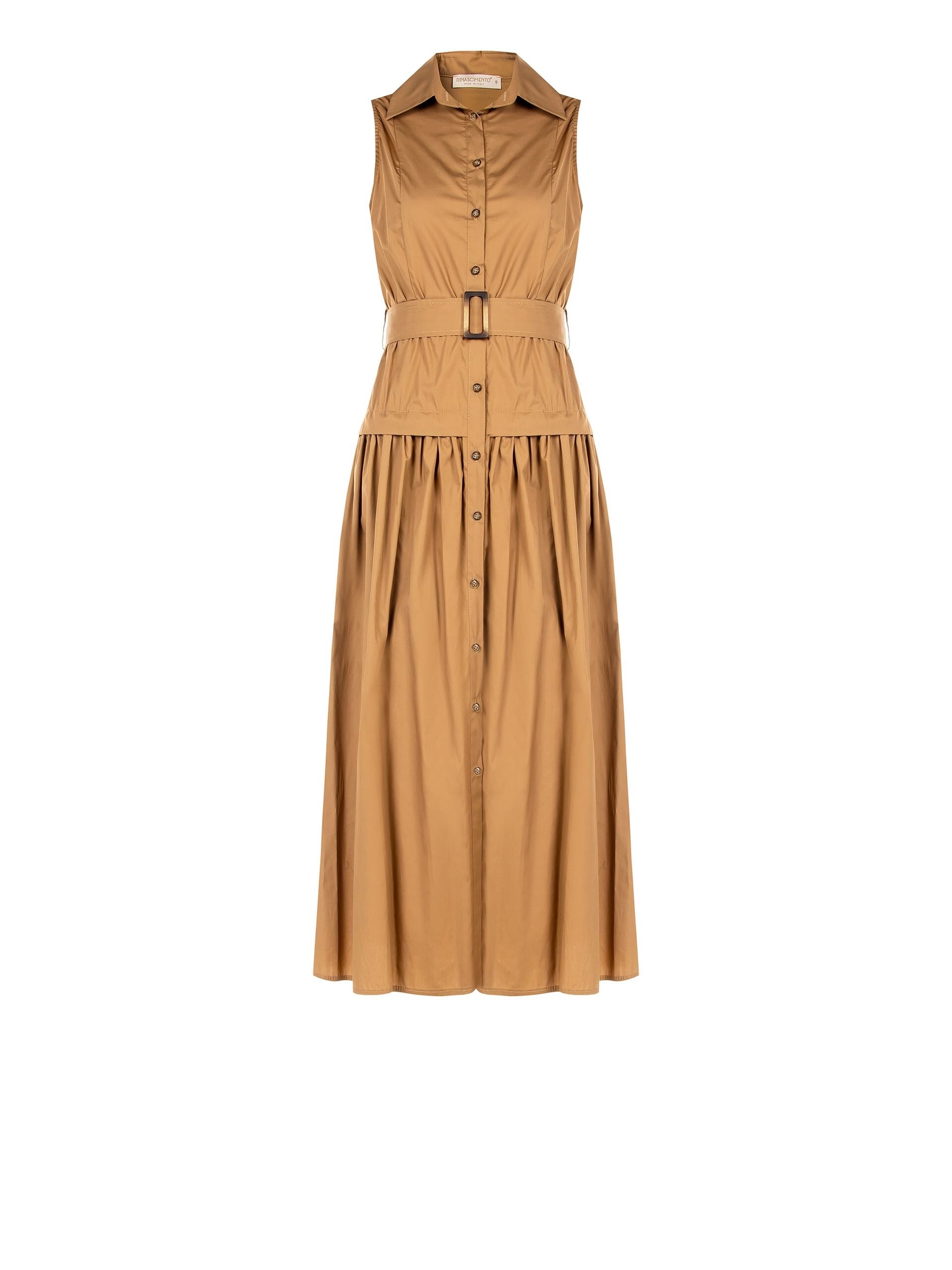 Long Cotton Wheel Chemisier Dress With Coordinated Belt Rinascimento