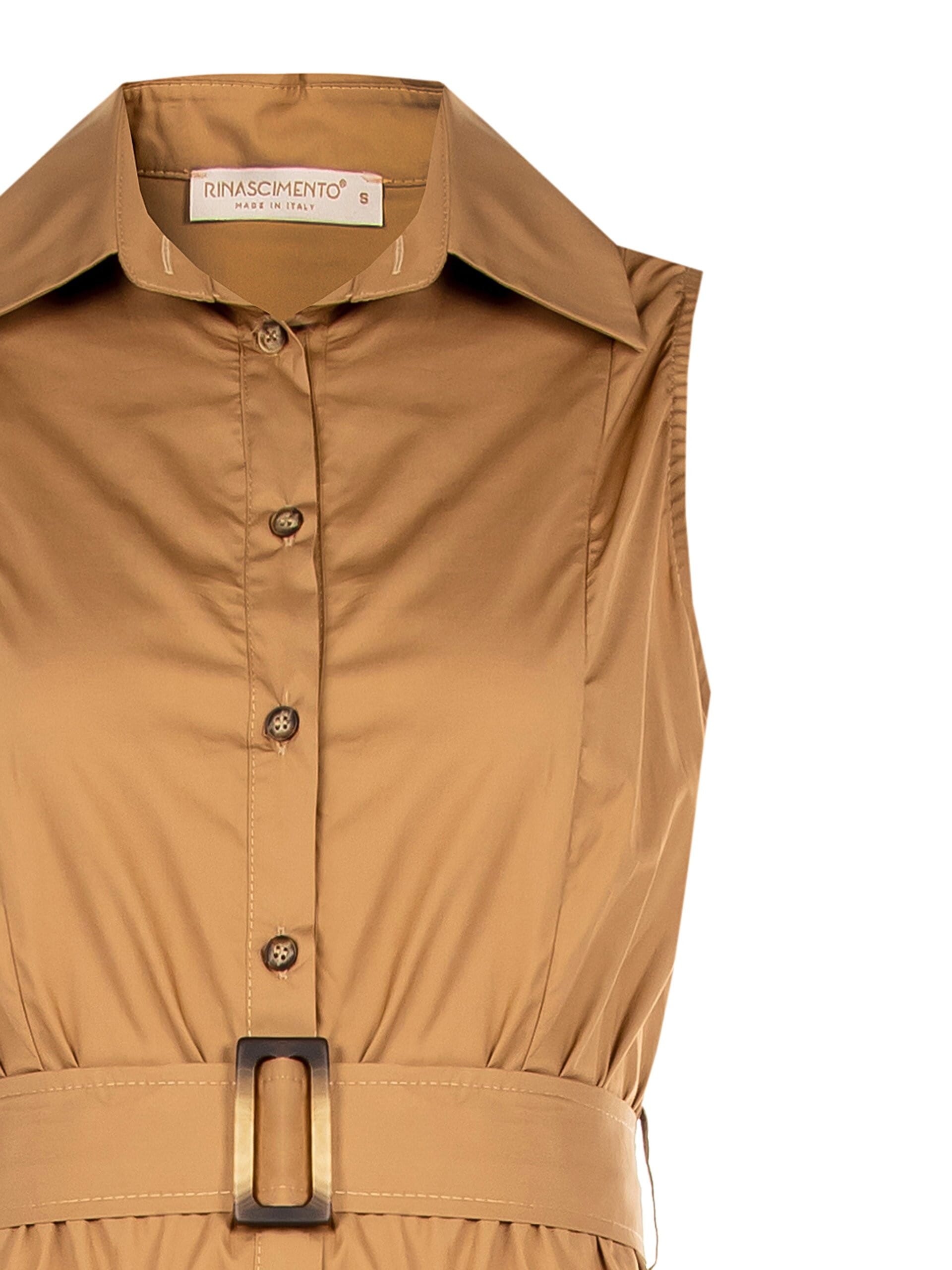 Long Cotton Wheel Chemisier Dress With Coordinated Belt Rinascimento