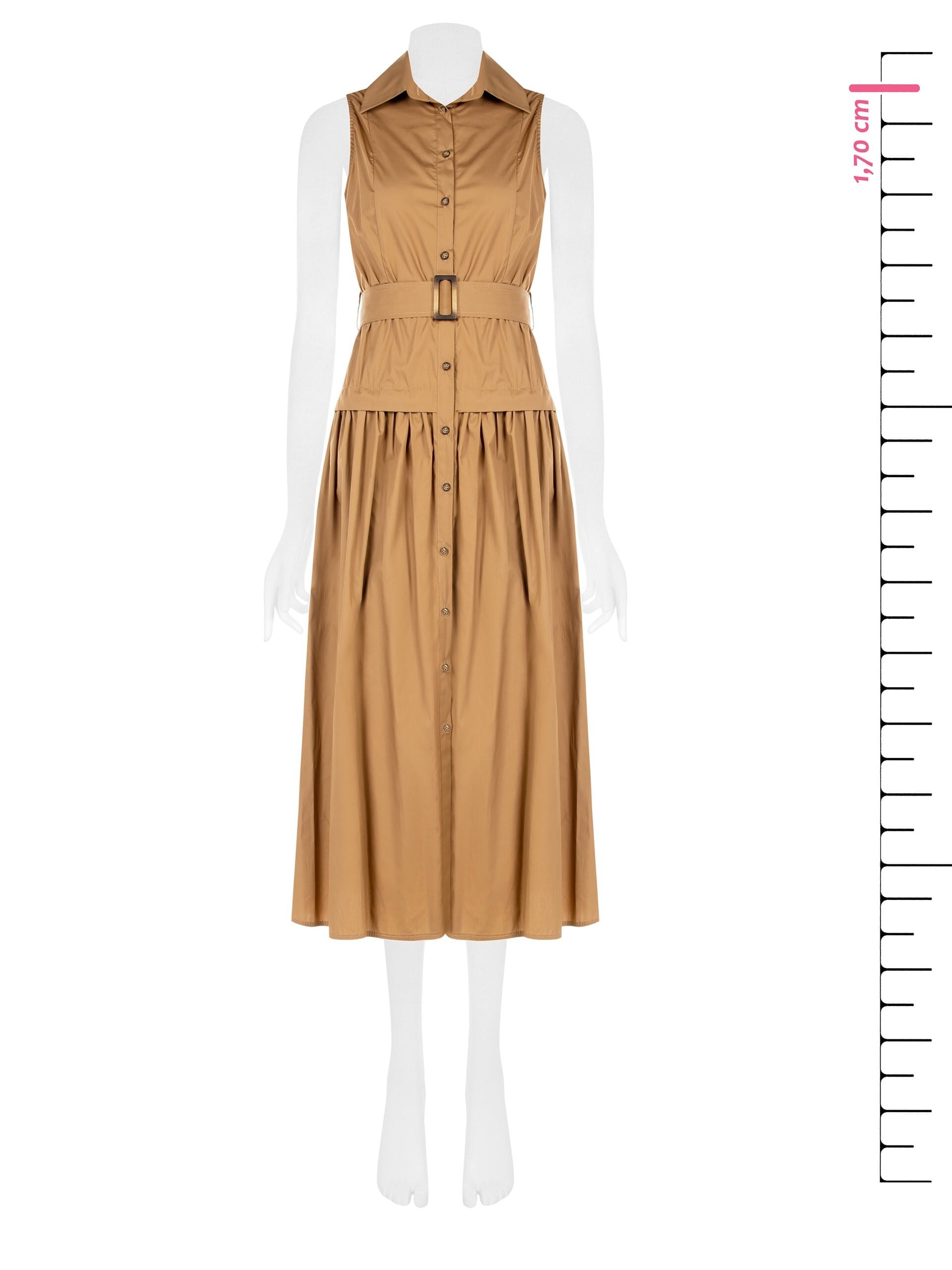 Long Cotton Wheel Chemisier Dress With Coordinated Belt Rinascimento
