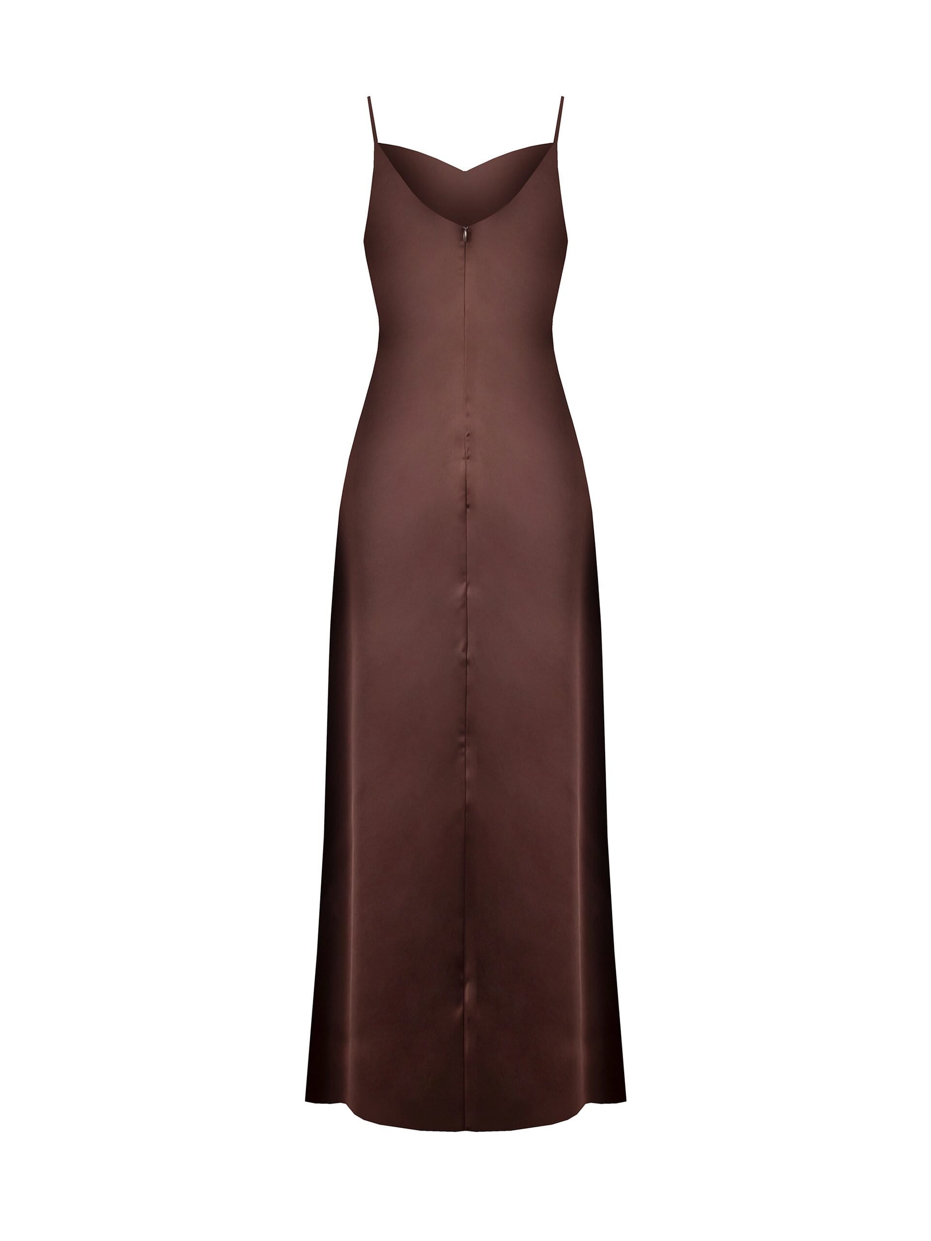 Long Satin Dress With Georgette Braid And Slit Rinascimento