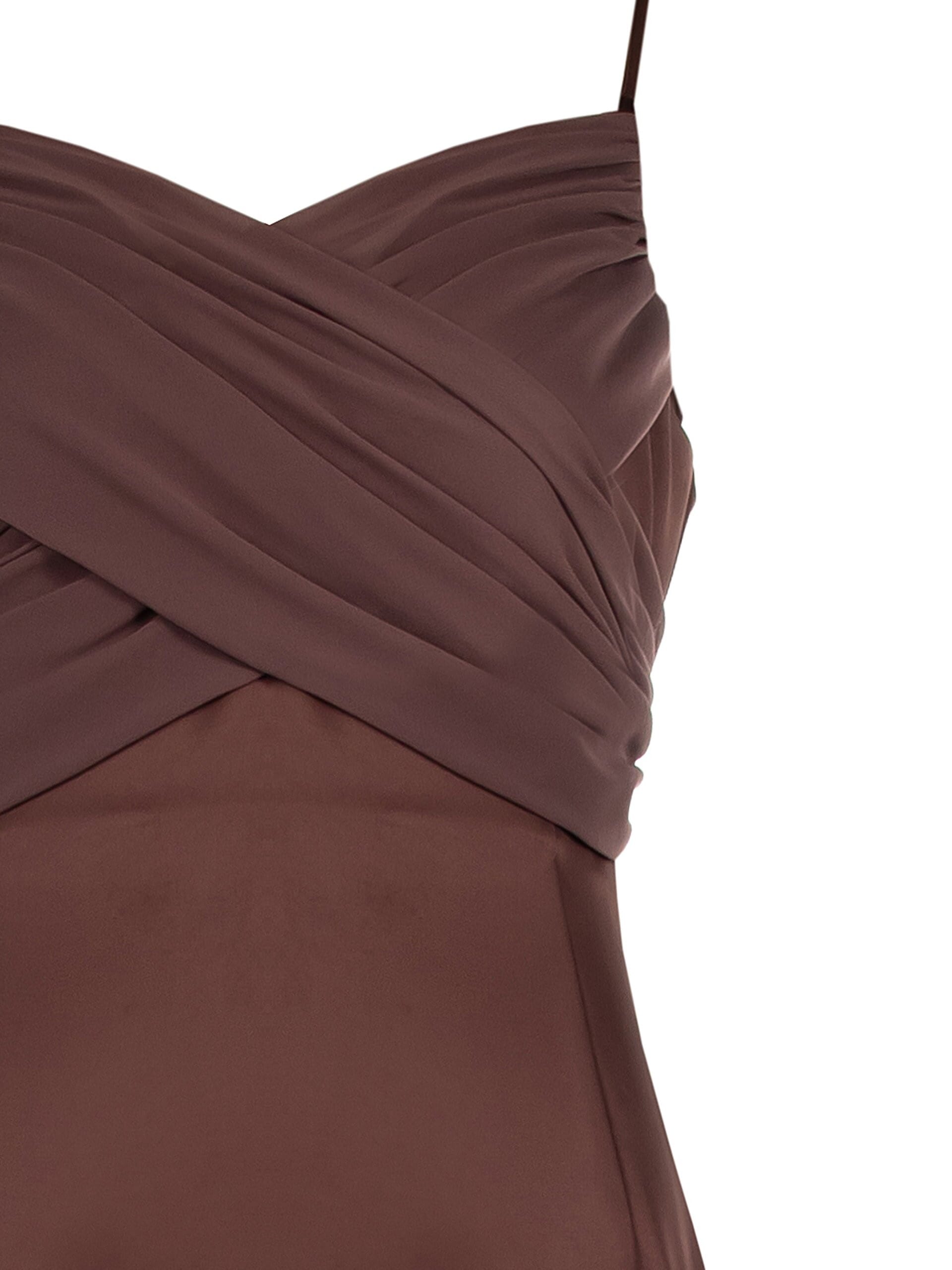 Long Satin Dress With Georgette Braid And Slit Rinascimento