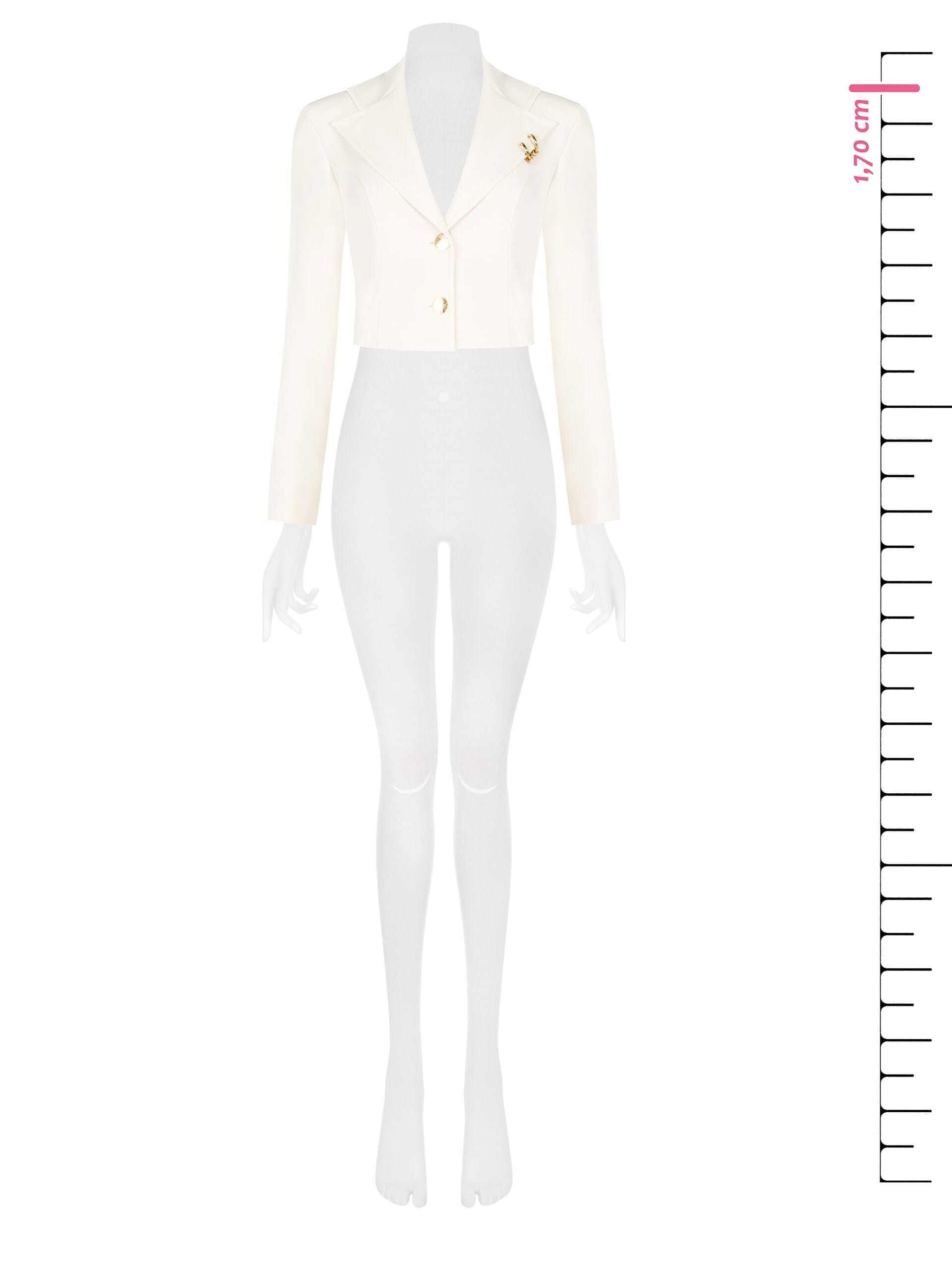 Fluid Fabric Short Fitted Blazer Jacket With Rings On Revers Rinascimento