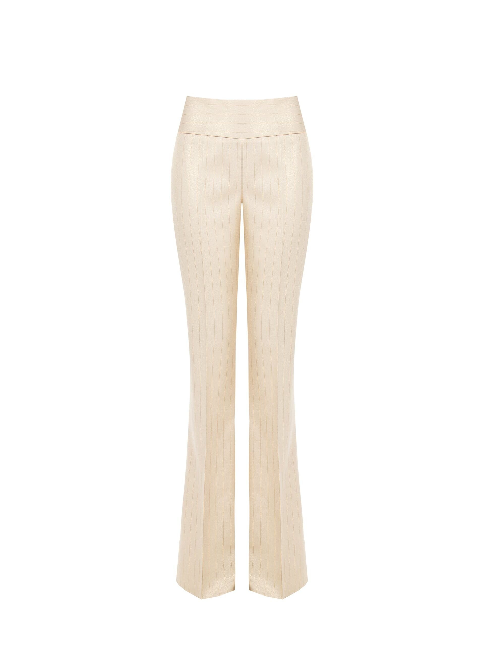 Rinascimento Straight Trousers in Striped Technical Fabric with Lurex Glitter Effect