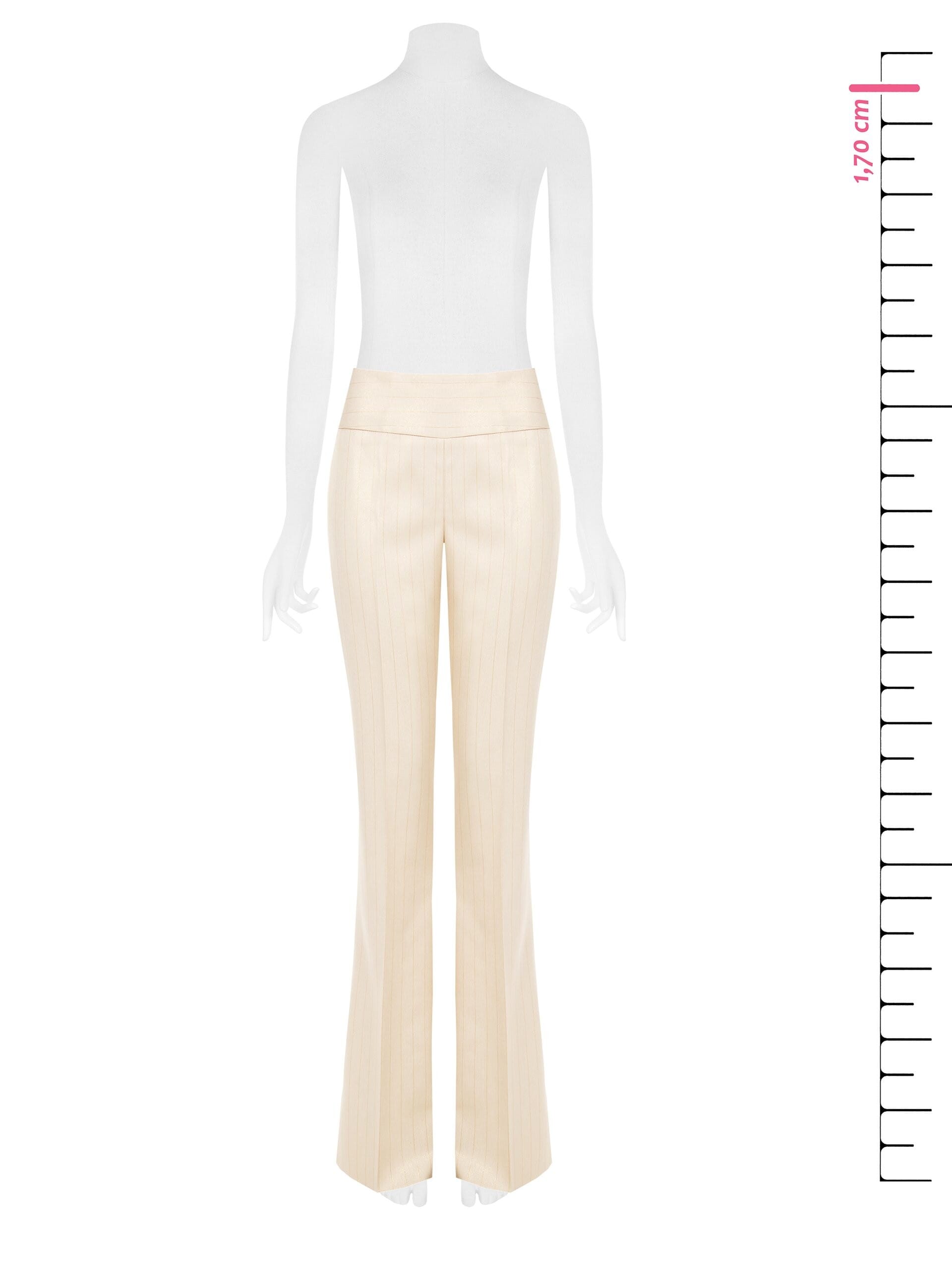 Rinascimento Straight Trousers in Striped Technical Fabric with Lurex Glitter Effect
