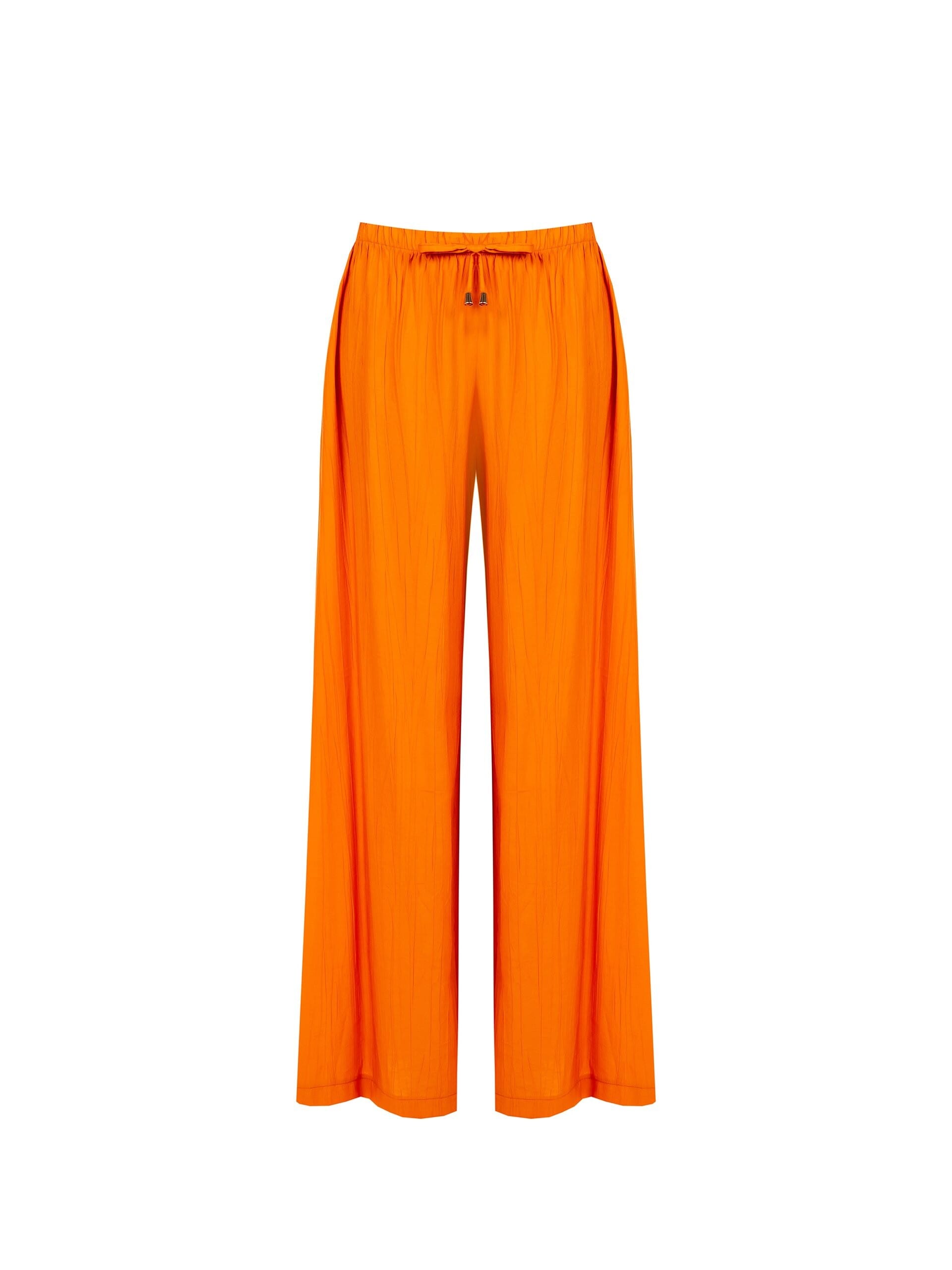 Wrinkled Effect Mixed Viscose Palazzo Trousers with Drawstring Waist Rinascimento