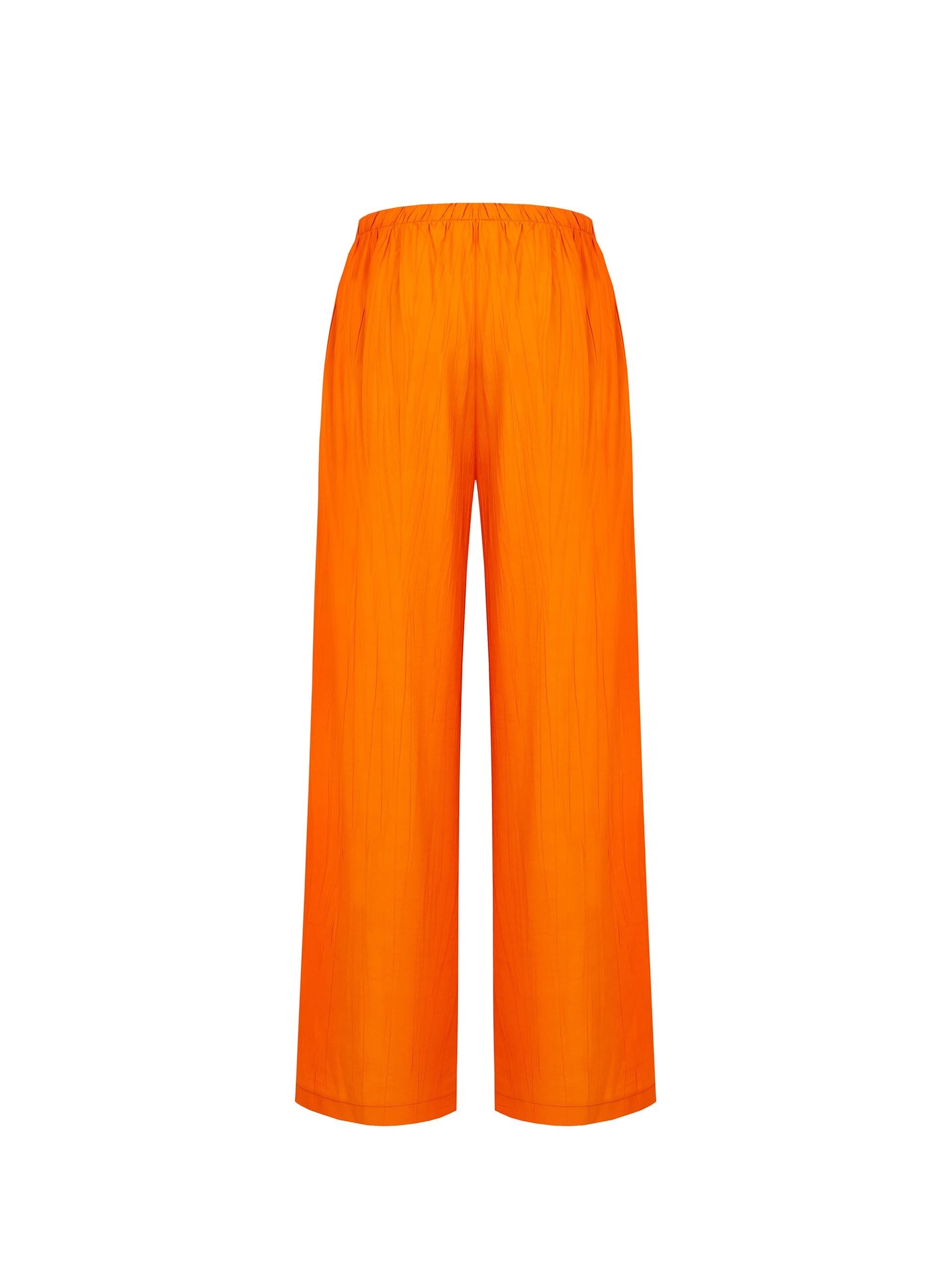 Wrinkled Effect Mixed Viscose Palazzo Trousers with Drawstring Waist Rinascimento