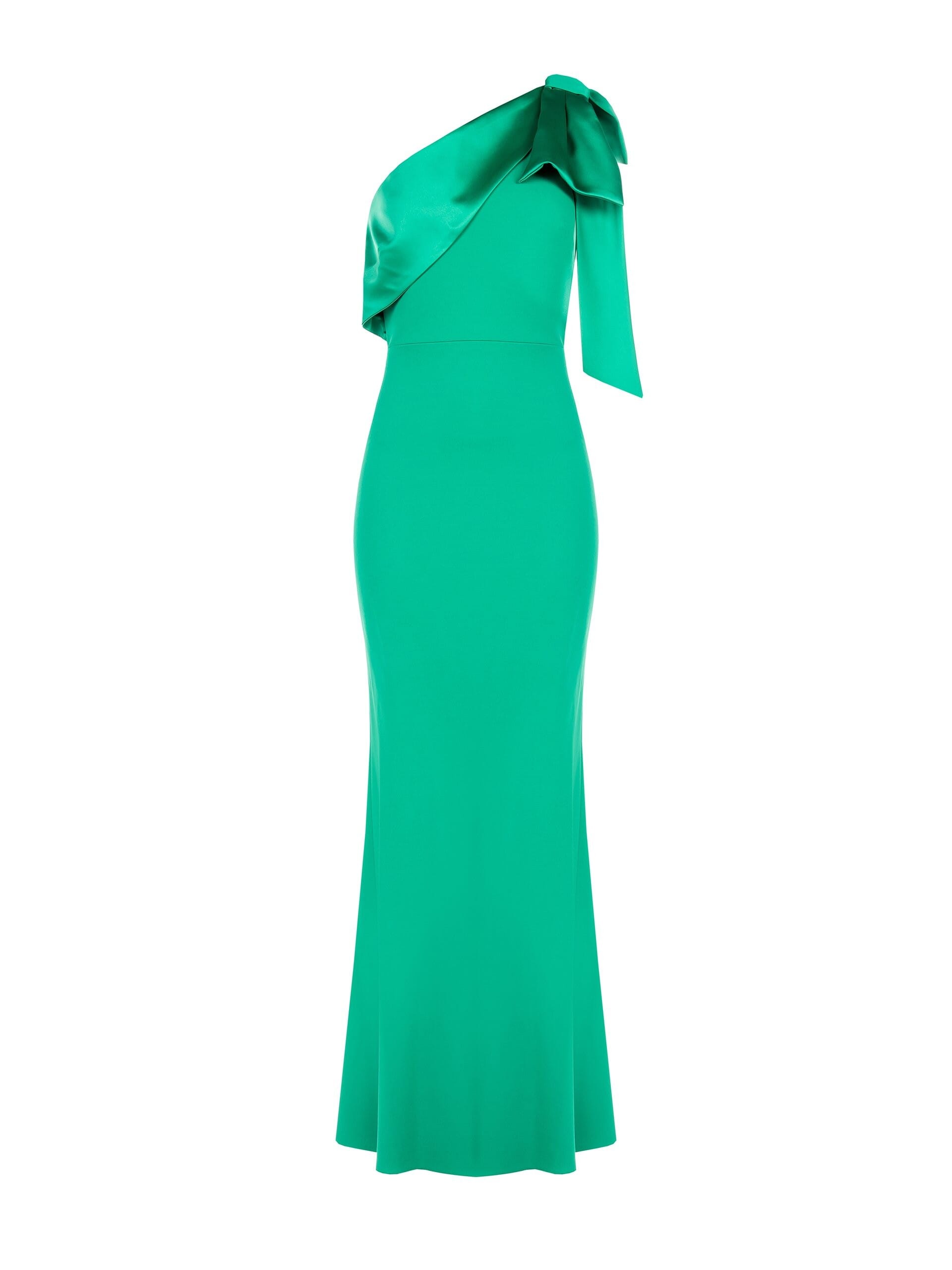 Abito Lungo Svasato In Scuba Crepe Con Fiocco In Raso Rinascimento